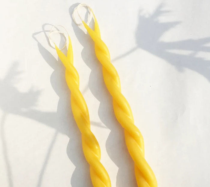 twisted beeswax candles